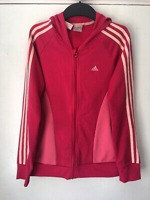 pink Adidas hooded tracksuit Jacket Zip Sweater Age 14-15 years TJ1