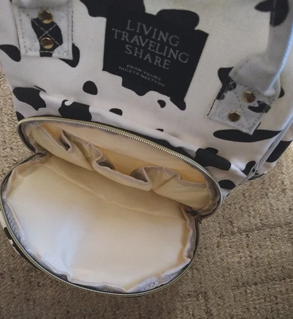 Giving Traveling Share Cow Print Backpack Diaper Bag 14" tall 5