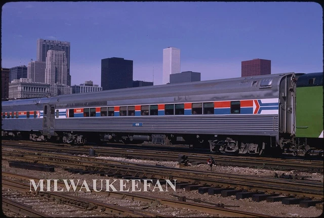 Original Kodachrome slide Amtrak AMT passenger coach 4816 Chicago Illinois 1974