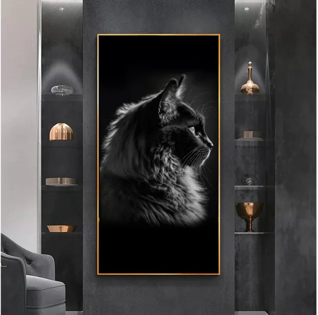 Black Cat Fashion Canvas Premium Quality Wall Art Print No Framed