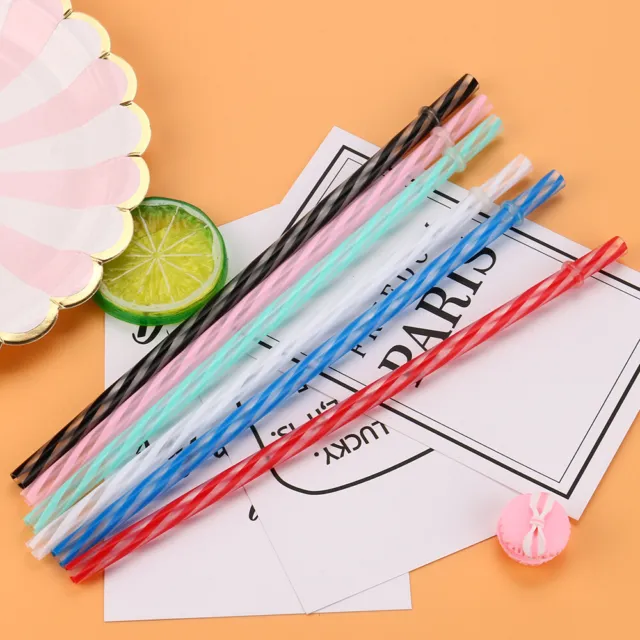 Colorful Reusable Hard Plastic Stripe Drinking Straws Party Decoration