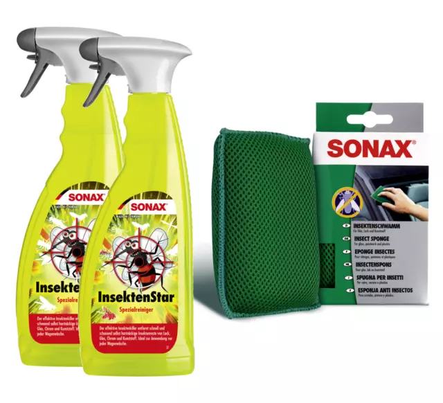 2x SONAX InsektenStar Insektenentferner 750ml + 1 GRATIS Insektenschwamm