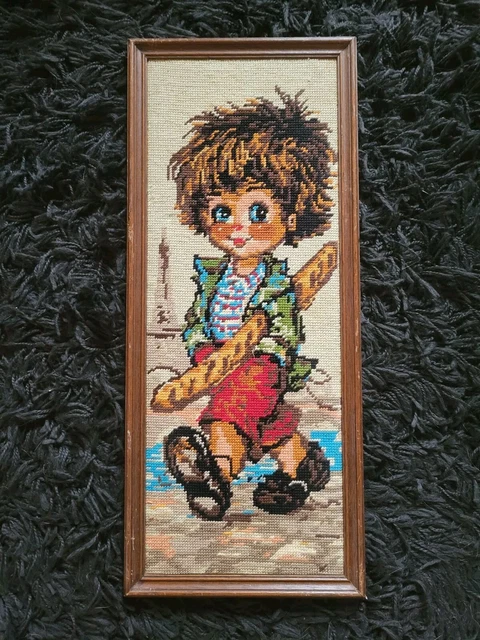 Canevas Vintage Poulbot, Garçon Marin Avec Pompon, 60 X 26 Cm, Made In France