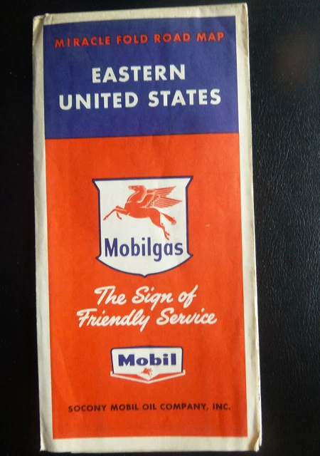 1957 Eastern United States road map Socony Mobil  oil  gas Mobil