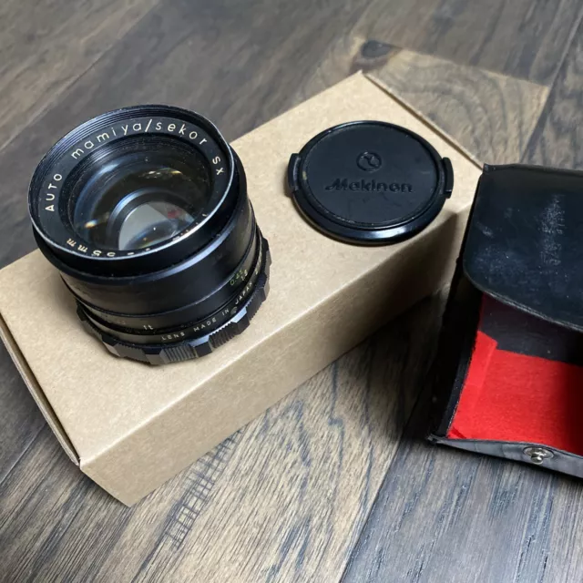 Mamiya/Sekor Makinon auto SX 55mm f1.4 M42 Screw Mount Lens w Caps & Case