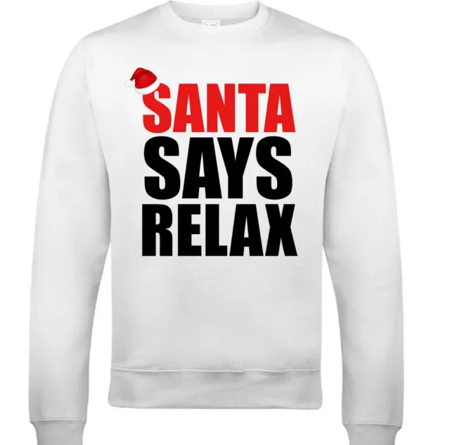 Santa Says Relax Sweatshirt Mens Funny Xmas Frankie Ugly Jumper Secret Santa