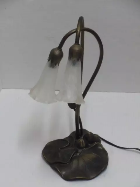 Vintage Underwriters Laboratories Inc Dark Bronze Color (2) Arm Tulip Lamp Works