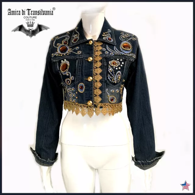 vintage women jacket elegant original iconic luxury brand logo jeans bolero rare