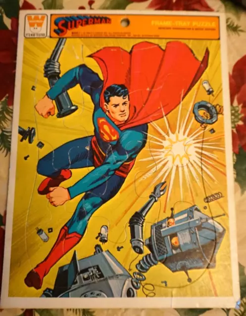 Vintage 1966 Whitman SUPERMAN Frame-Tray Jig-Saw PUZZLE for Kids DC Comics