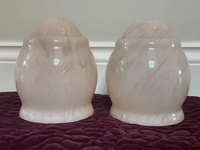 Pair of Vintage Mid Century Pink Marbled Glass Light/Ceiling Shades 1950s