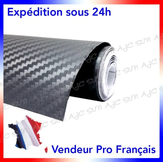 Film Vinyle 3D Carbone Gris adhésif thermoformable autocollant 152cm x 40 cm