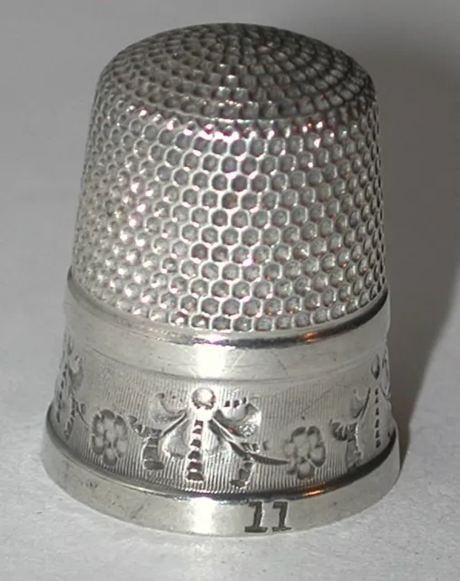 Antique Simons Bros. Sterling Silver Thimble size 11 VTG sewing Victorian Design