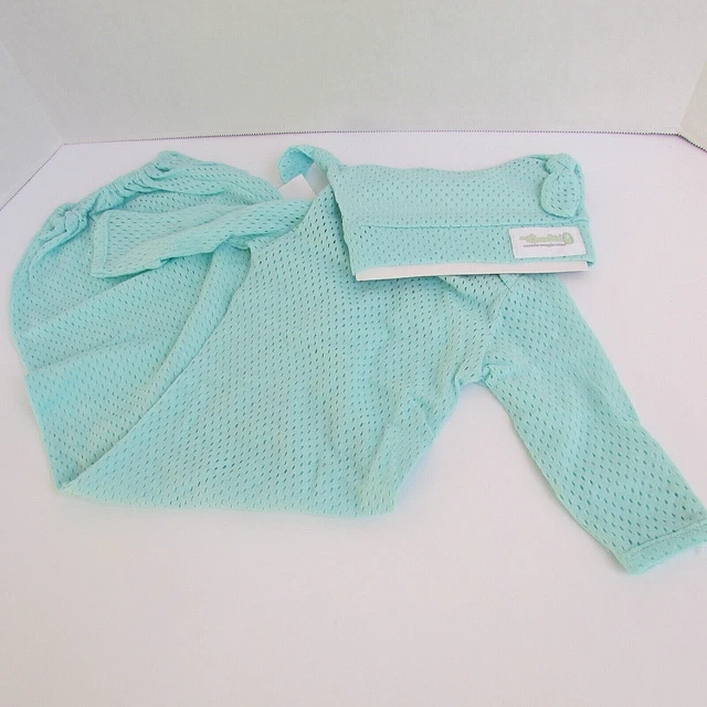 Woombie air sleeper Organic Cotton gown aqua blue Sm 5-13 lbs w/ hat-new