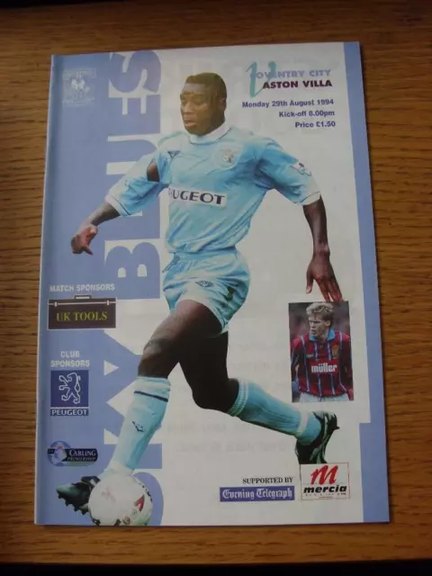 29/08/1994 Coventry City v Aston Villa  (Item in very good condition, no obvious