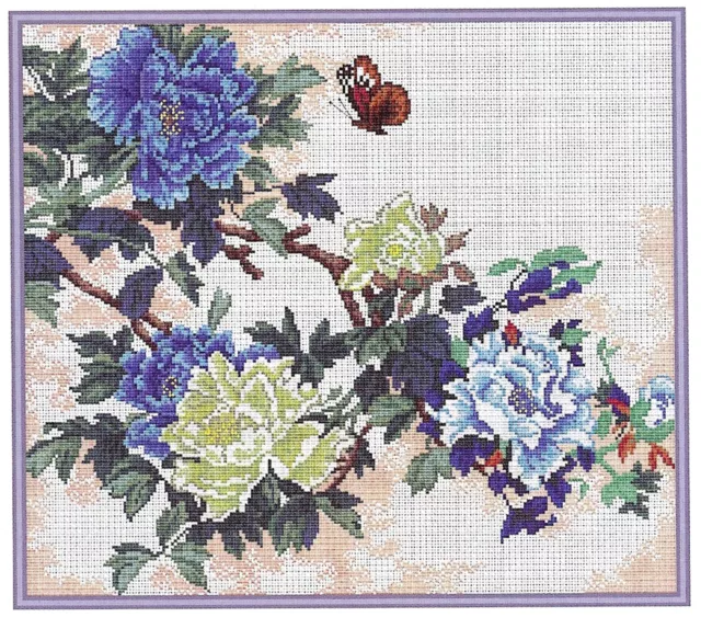 Rto M229 Delicate Oriental Flowers Embroidery Counted