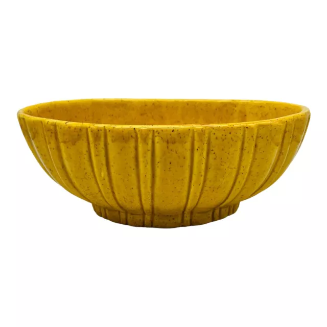 Vintage MCM Haeger Pottery 40208 Yellow Brown Fleck Serving Bowl USA