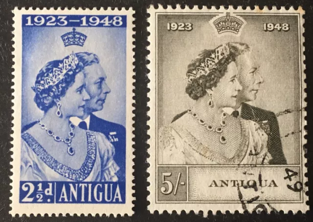 Antigua King George VI Royal silver Wedding 1948 Mint/VFU Full Set x2 stamps LH