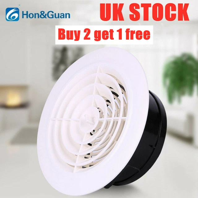 HON&GUAN ADJUSTABLE ROUND ABS Air Vent Grill Louver Ventilation Outlet