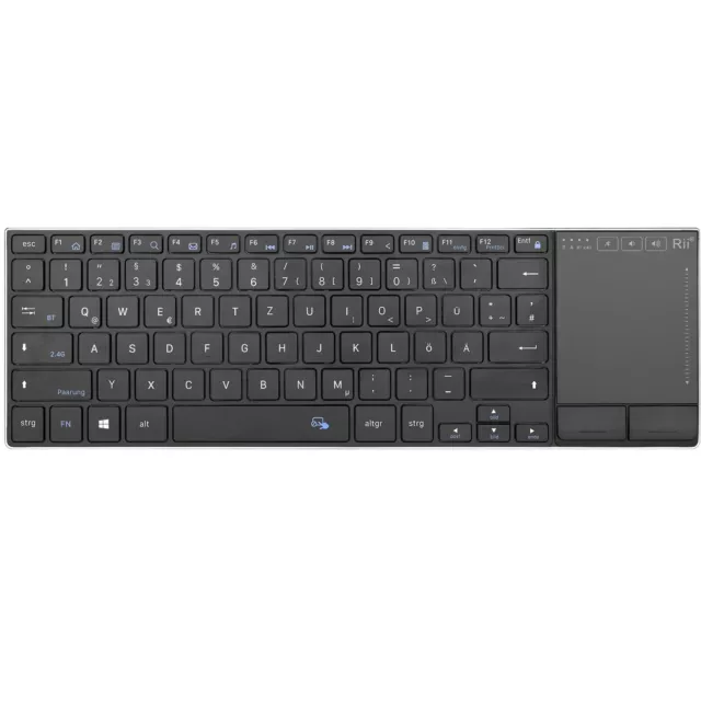 Rii Kabellose Tastatur mit Touchpad, Wireless Keyboard, Deutsche QWERTZ-Layou...