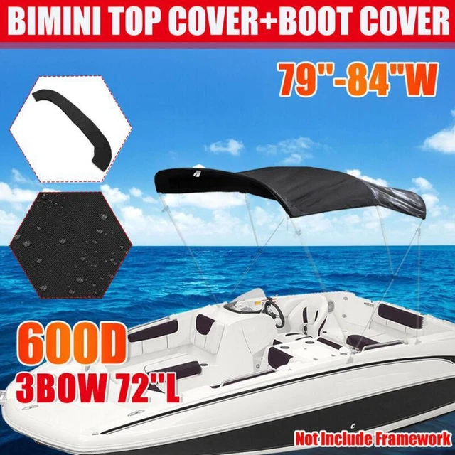 Bimini Top Housse De Rechange Avec Sac De Rangement En Tissu Oxford Pliable Pour Ponton Bateau Bimini Toit Imperméable à L'eau Noir