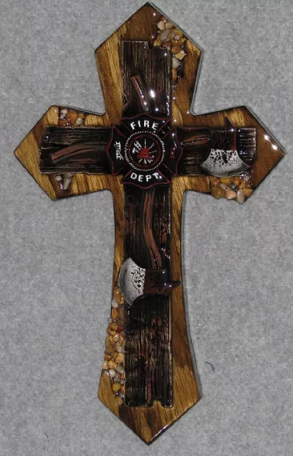 decorative wall crosses, fireman cross, handmade medium