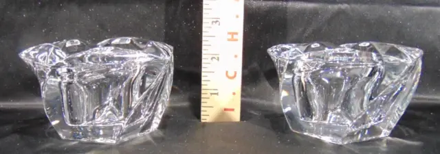 Pair Of PartyLite Windswept Twisted Heavy Lead Crystal Tea Light Candle Holders