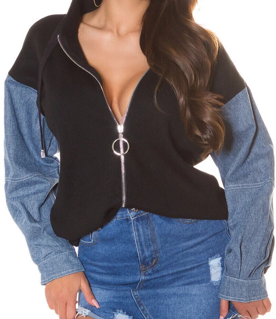 Cardigan Donna Con Zip E Cappuccio - Maglione Leggero Primavera/Autunno 80% Cotone - Foto 4