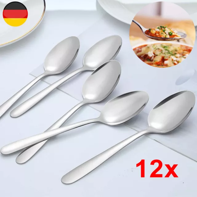 12x Teelöffel aus Edelstahl - stilvolles Tafelbesteck im schlichten Design 17cm