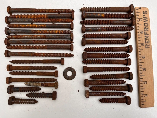 32 ct. Vintage Square Head Lag Screws 1 3/4" to 5" Long -Mixed Antique Bolts