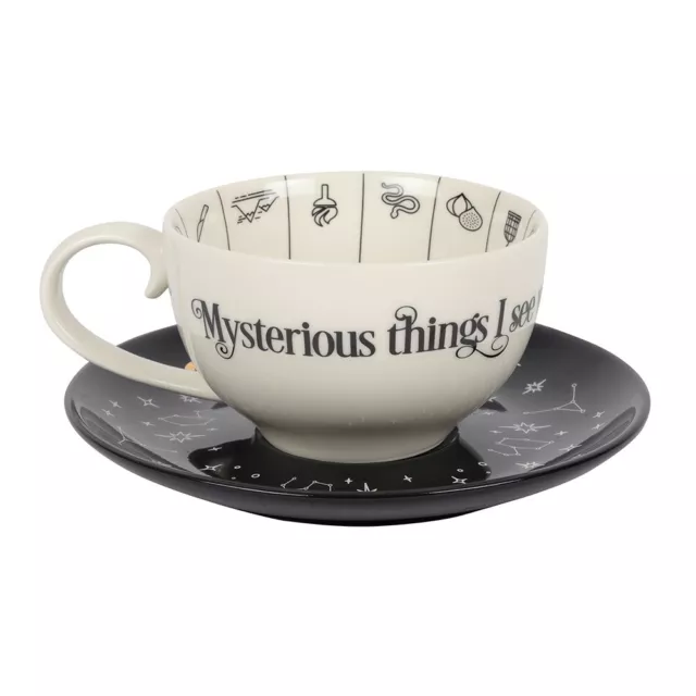 Fortune Telling Ceramic Teacup & Saucer  Tea Leaf Reading Cup Gift Boxed