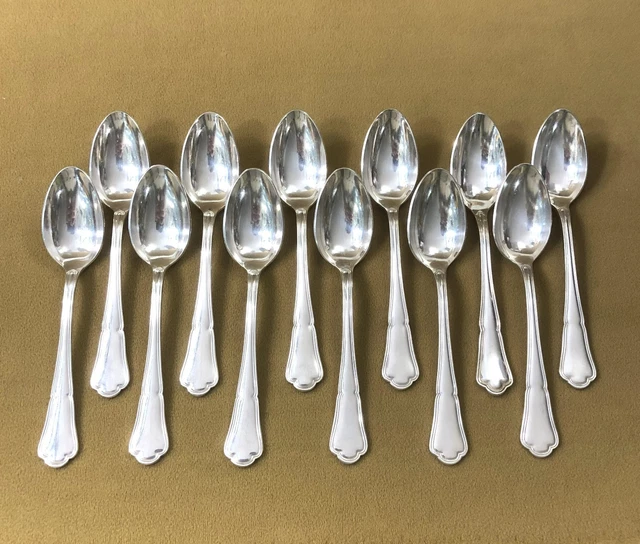 12 Cuillères à Café Moka Argental Argenté Métal Coffret 11,5 Cm