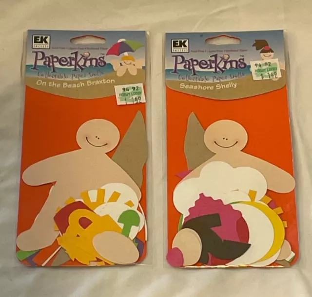 Lot of 2 NEW Paperkins Paper Dolls Beach Boy and Girl Scrapbook