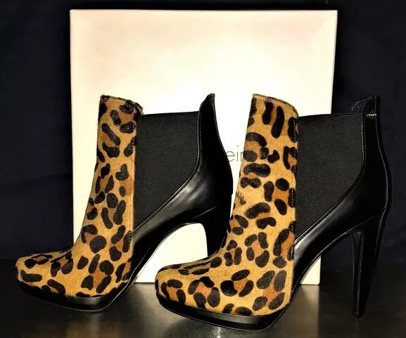 Calvin Klein Women's Leopard Ankle Boot Animal Print Leather Bootie 7M
