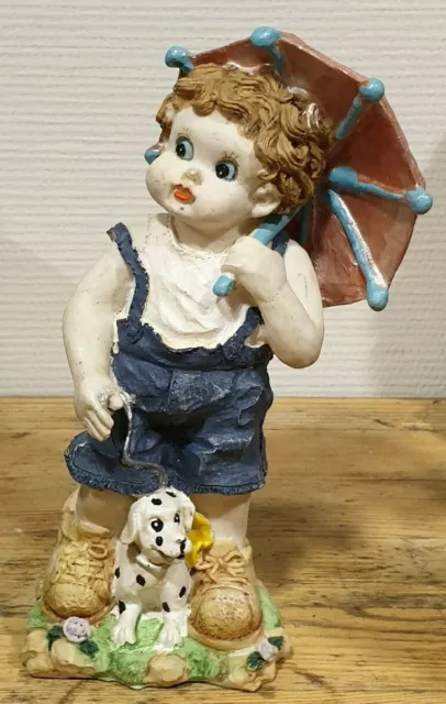 Figurine, statuette, biscuit, porcelaine, déco polychrome mate, Enfant, Poupon