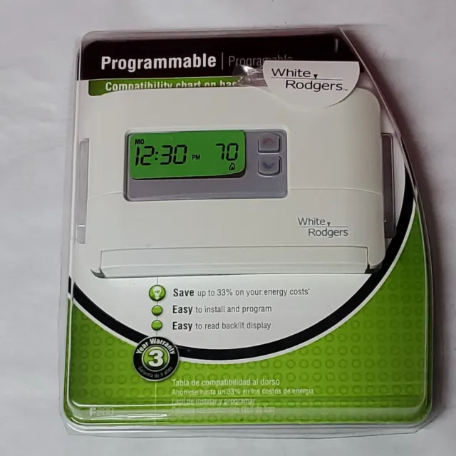 White Rogers P200 Programable  Thermostat Backlit Single Stage Heat Cool Easy