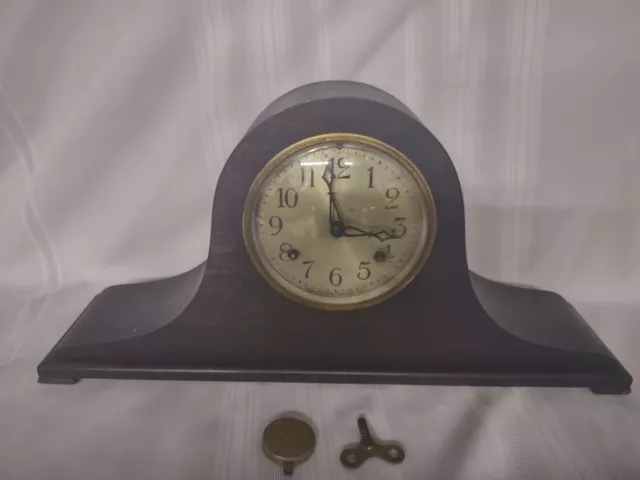Antique New Haven Tambour No 51 Kitchen Mantle Clock With Chime Parts or Repair 2