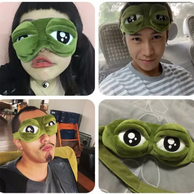 New 3D Frog Eye Cover Sleep Eye Mask Travel Relax Sad Frog Blindfold Unisex