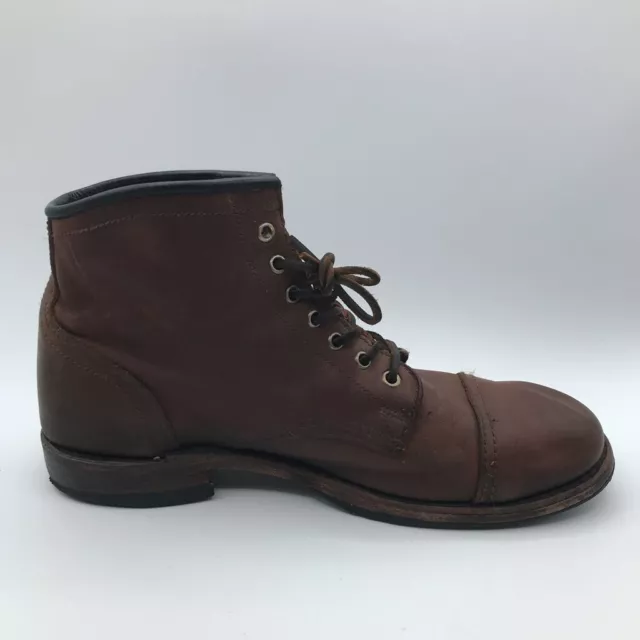 Frye Logan Brown Leather Ankle Boots Lace Up Cap Toe Logger Combat Mens 10.5 M 3