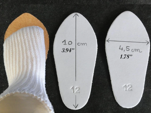 CHAUSSURES en CUIR JU12(10cm) pour POUPEE ANCIENNE DOLL SHOES-  G.BRAVOT -FRANCE 2