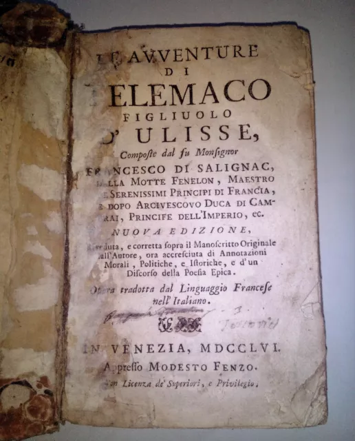 Le Avventure di Telemaco Francesco di Salignac Venezia nel 1756 MDCCLVI