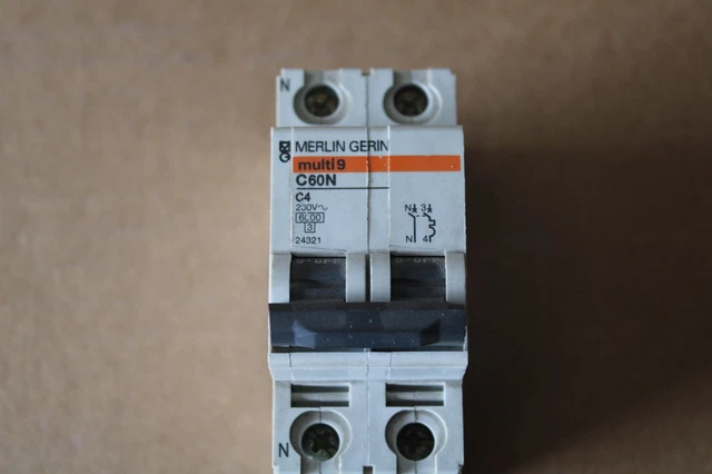 Merlin Gerin, Multi9 C60N, 2 Pole Circuit Breaker, 4 AMP Merlin Gerin, Multi9 C60N, 2 Pole Circuit Breaker, 4 AMP