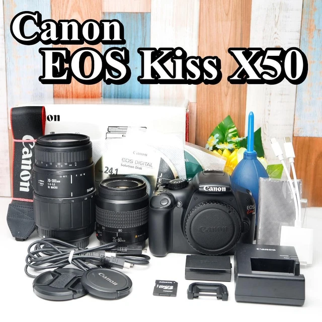 CANON EOS KISS X50 Camera Set w/ 2 Lenses, Original Box, SD