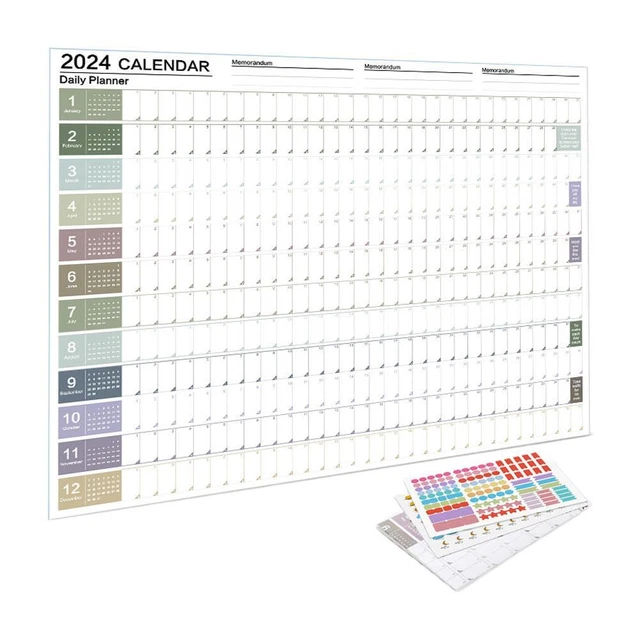 CALENDAR PLANNER SHEET 2024 Hanging Wall Calendar Yearly Daily Schedule