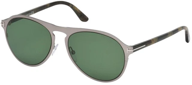 Tom Ford Bradburry FT0525 525 14N Shiny Light Ruth Sunglasses Green Lenses 56mm
