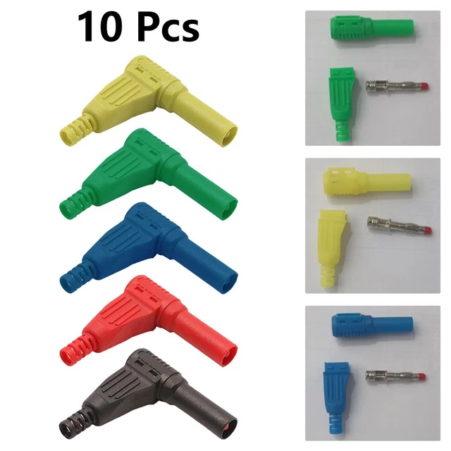 Confezione da 10 placcatura nichel rame 90 gradi 4 mm spina per banana di alta qualità