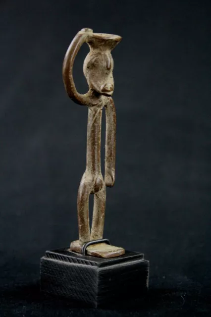 Art African - Antique Figure Bronze Lobi - Base On Gauges - 12,5 CMS