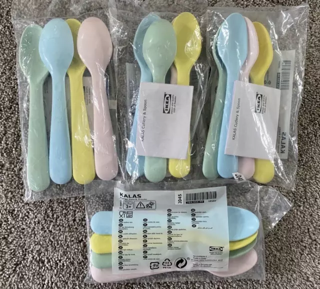 IKEA Kalas Spoons 4 Packs of 4 each (16 total)  Light Colors - NEW in Package