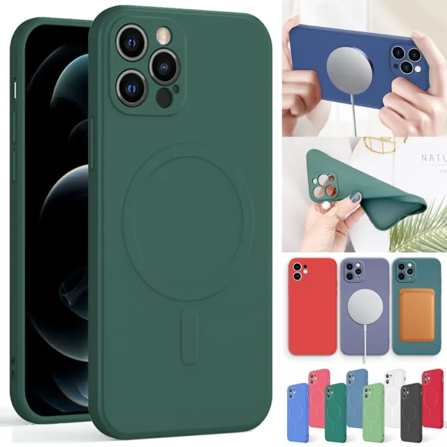 For iPhone 15 14 13 12 11 Pro XS Max Mag safe Soft Silicone Case Hybrid Cover