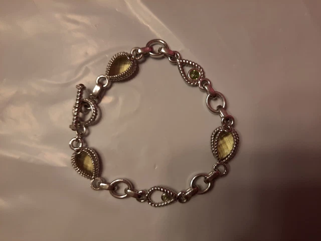 ANTHONY NAK SILVER Briolette Cut Lemon Quartz & Peridot BRACELET Retail $104 ANTHONY NAK SILVER Briolette Cut Lemon Quartz & Peridot BRACELET Retail $104