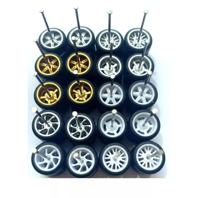 Hot Wheels 10 Sets NEW! Mixed Style/Color Rims & Real Rider Rubber Tires 1/64